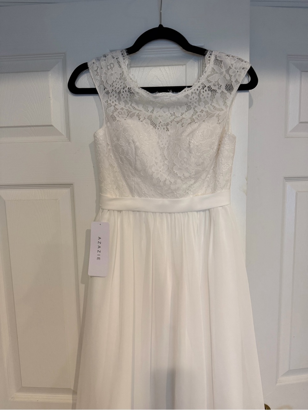 Azazie Ivory Lace Bodice Chiffon Kids Dress